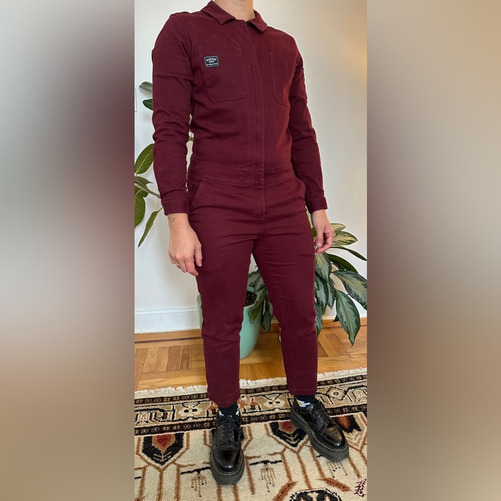 Wildfang burgundy coveralls size S